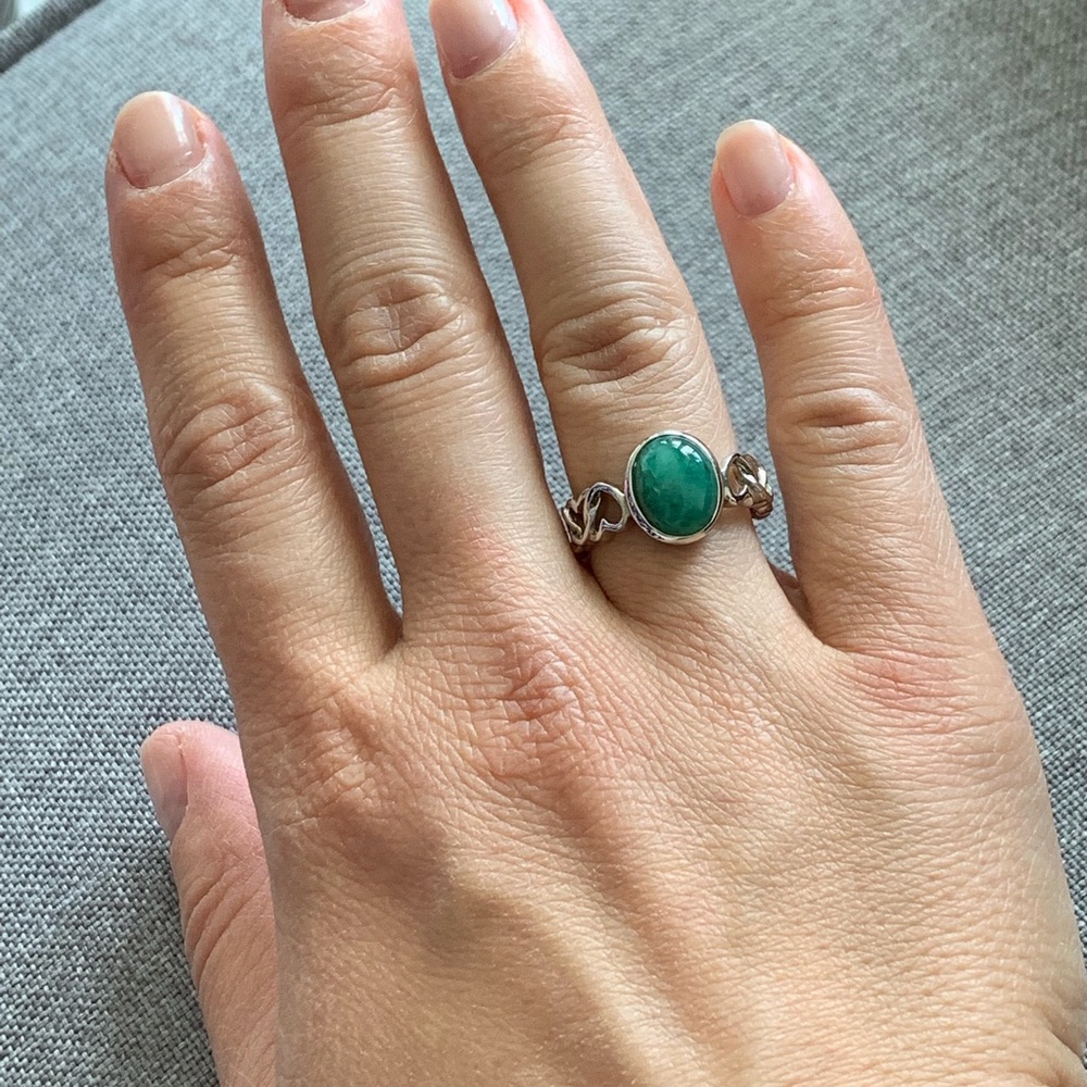 Natural Emerald Ring Silver